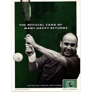 2003 Amex American Express US Open Tennis Andre Agassi Vintage Print Ad Wall Art
